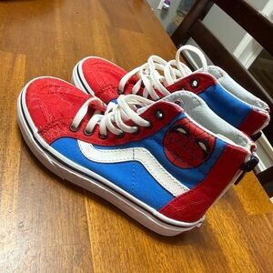 Vans Kids Spider-Themed Sneakers - Red, Blue, and White